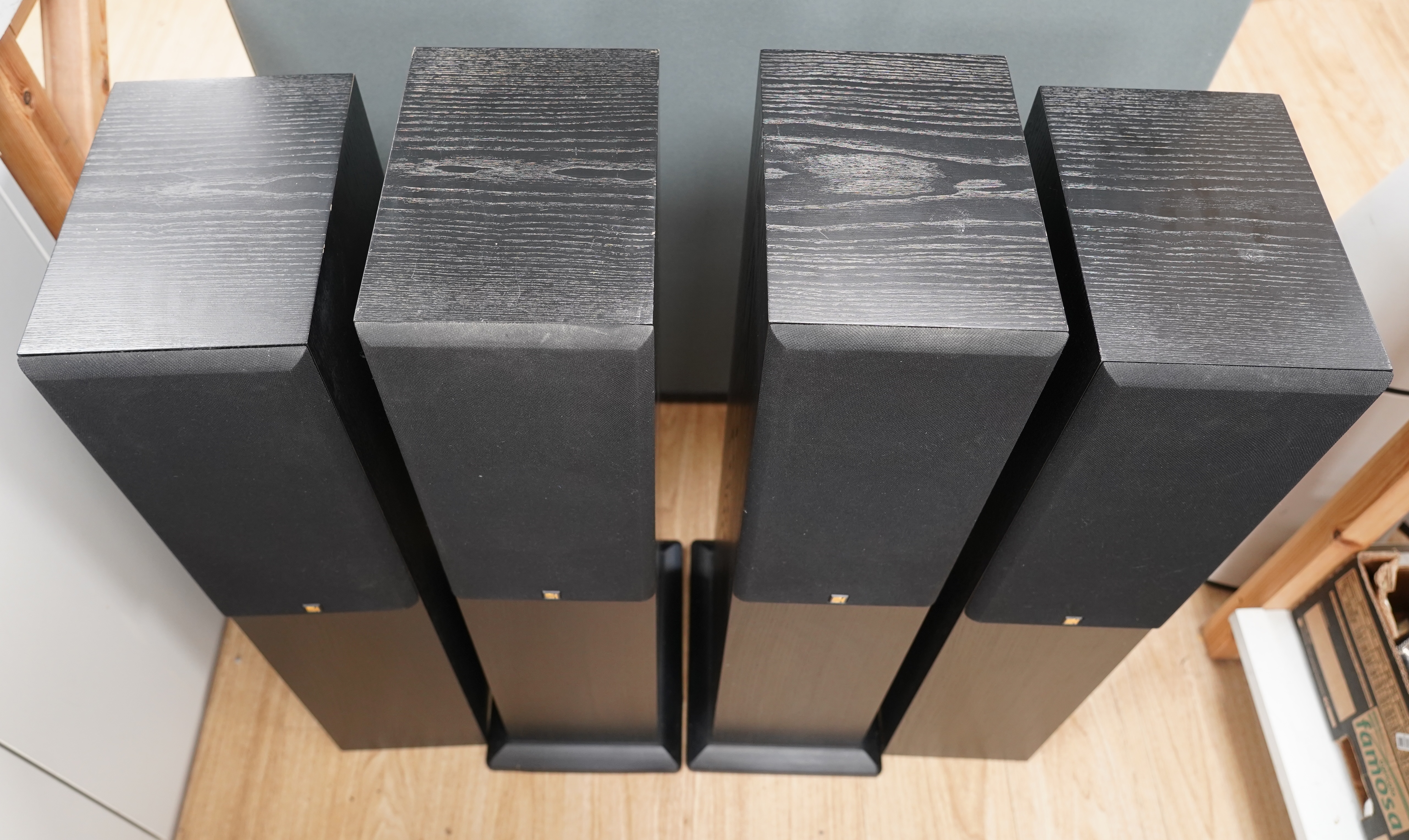 Four KEF Concerto SP3309 floor standing audio speakers, tallest pair 88cm high